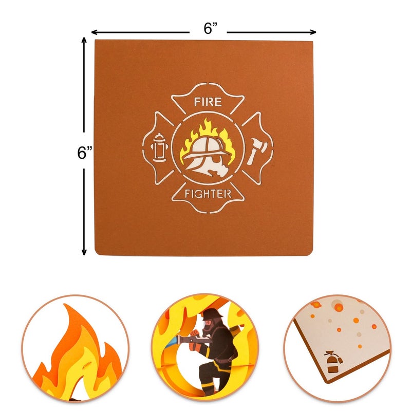 CUTE POPUP Firefighter Pop Up Card 3D Graduation Card for him, Boyfriend, Husband, Firefighter on any Occasions - Image 2